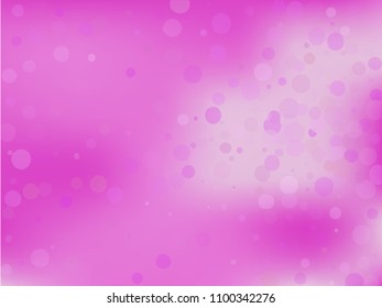 Pink-violet gradient background with bokeh effect. Abstract blurred pattern. Overlapping transparent bubbles, circles, point. Light backdrop for banners, social media, screensavers Vector illustration