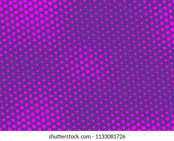 Pink-violet, purple halftone background. Digital gradient. Abstract backdrop with circles, point, dots. Dotted pattern. Futuristic panel Vector illustration