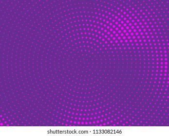 Pink-violet, purple halftone background. Digital gradient. Abstract backdrop with circles, point, dots. Dotted pattern. Futuristic panel Vector illustration