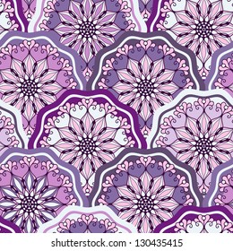 Pink-violet vintage seamless pattern with flowers (vector)