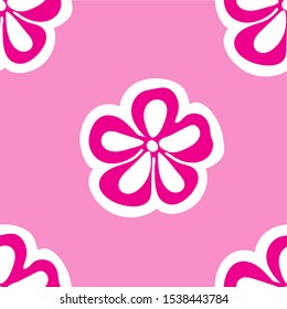 Pink-white flowers pattern. Pink vector seamless background. Great for fabric, wallpaper, backgrounds, invitations, packaging design projects. Surface design.