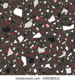 Pink,white,red,black color Seamless Texture Terrazzo Floor, Abstract Terrazzo vector background.Marble floor for design.Vector illustrator