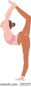 Pinky Brown Dancer Pose Yoga Illustration