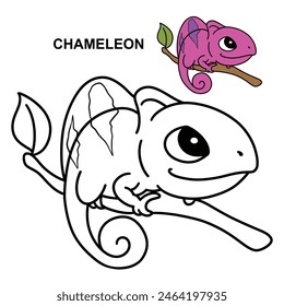 Pinky Colors Sample Of Chameleon For Coloring Pages Vector Design Illustration 