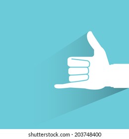 pinky finger, blue background, flat and shadow theme