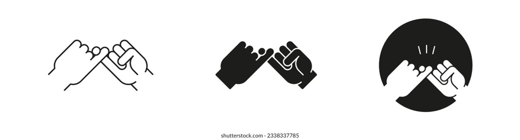 Icono vector de promesa de dedo picante. Juego de símbolos de gesto de la mano de la maldición de un dedo pequeño.