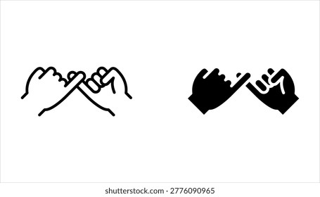 Pinky finger promise vector icon. Little finger swear hand gesture symbol set on white background