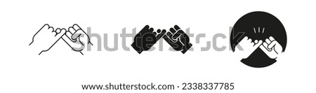 Pinky finger promise vector icon. Little finger swear hand gesture symbol set.