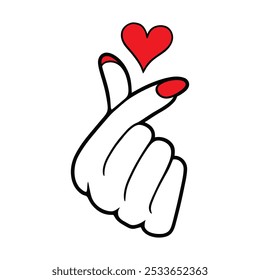Pinky finger with red heart - vector illustration