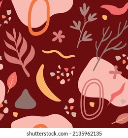 Pinky forest nature illustration seamless pattern vector design
