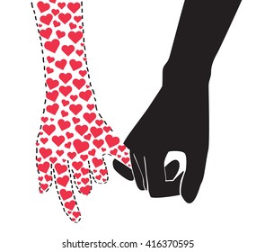 pinky promise , hand holding many heart in hand line  vector