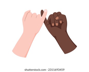 Pinky promise hands gesturing. Concept of reconciliation of friends or lovers.