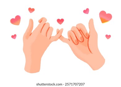 Pinky promise hands gesturing. Concept of reconciliation of friends or lovers. Vector illustration isolated on white background