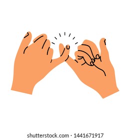 Pinky Promise Hands Gesturing Vector