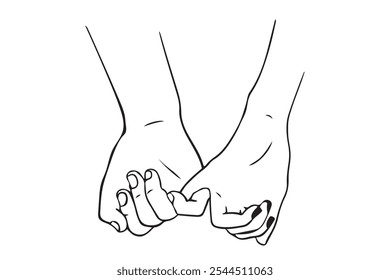 Pinky Promise Holding Fingers Hand Continuous Line Art Drawing, Minimalist Vector Illustration for Posters  Prints