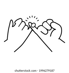 Pinky  promise line icon doodle vector