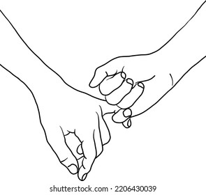 Pinky Promise Lovers Holding Hands Line Stock Vector (Royalty Free ...