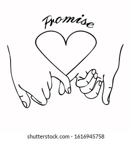 Pinky  Promise  outline vector with  heart 