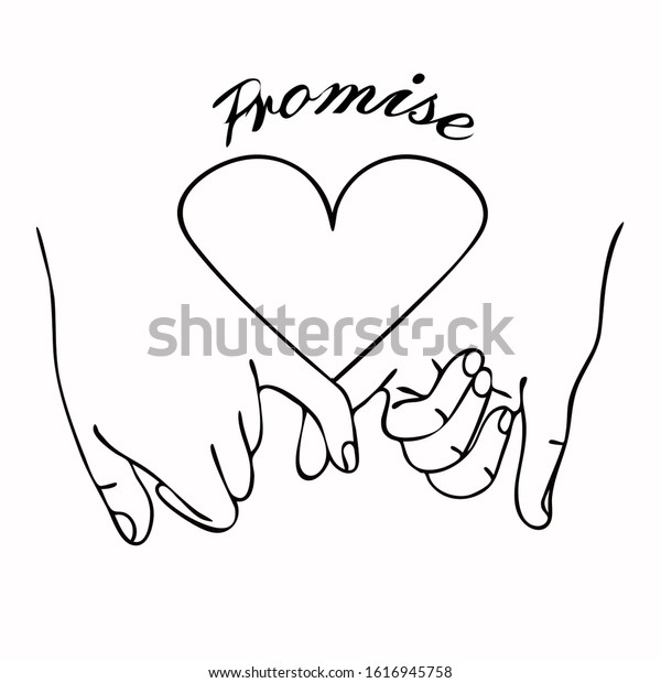 Pinky Promise Outline Vector Heart Stock Vector (Royalty Free ...