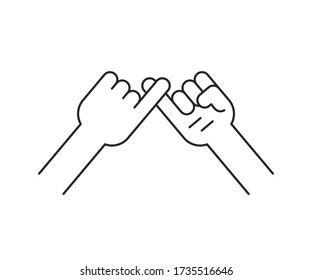 pinky promise thin line icon with hands. stroke style trend modern logo graphic lineart art design isolated on white background. concept of trust or friendship with little finger