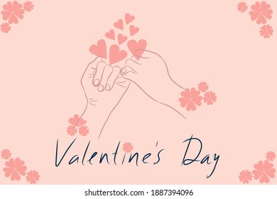 Pinky promise of Valentine's day Background. Sweet and romantic with peach pink color Valentine's day wallpaper.