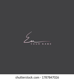 Pinky Signature Logo E and U, EU Initial letter logo sign. Handwriting calligraphic signature logo template design.