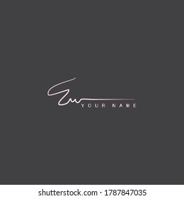 Pinky Signature Logo E and W, EW Initial letter logo sign. Handwriting calligraphic signature logo template design.