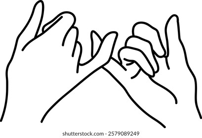 Pinky Swear Hand Gesture Line Art