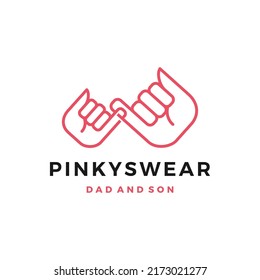 pinky swear promise dad and son daughter little finger hand logo vector icon illustration