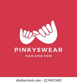 Pinky Swear Promise Dad And Son Daughter Little Finger Hand Logo Vector Icon Illustration