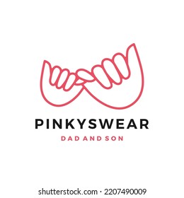 Pinky Swear Promise Dad And Son Daughter Little Finger Hand Logo Vector Icon Illustration