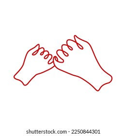 pinky swear promise dad and son daughter little finger hand logo vector icon illustration