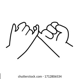 Pinky swear promise flat design line icon