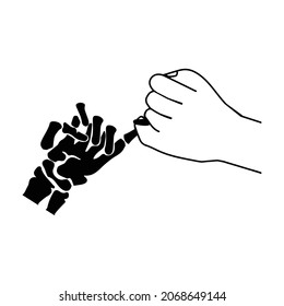 pinky swear promise hand with Skeleton hand sign