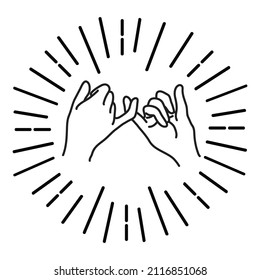 Pinky swear promise hand vector icon sign