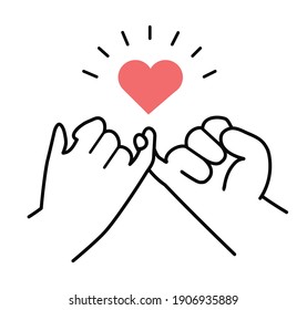 Pinky swear or Pinky  promise line icon vector