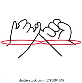 Pinky swear promise with red thread icon