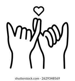Pinky swear, or pinky promise thin line icon , vector illustration on white background