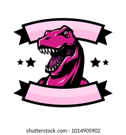 Pinky T Rex Head mascot logo illustration