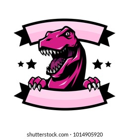 Pinky T Rex Head mascot logo illustration