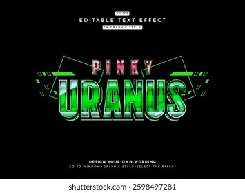 pinky uranus colorful modern retro futuristic chrome text effect with abstract hud panel