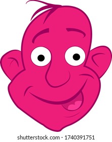 A pinky very much impressed face. Delighted, amazed, positively shocked. Vector image.