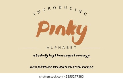 Pinky Vintage Brush Script Modern Alphabet. Retro Typeface. Textured unique brush in alphabet style. Letters.Vector Alphabet. Exclusive Custom Letters.