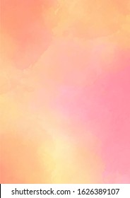 Pink-yellow watercolor background. Delicate peach color. Watercolor background for romantic, wedding card, invitation.