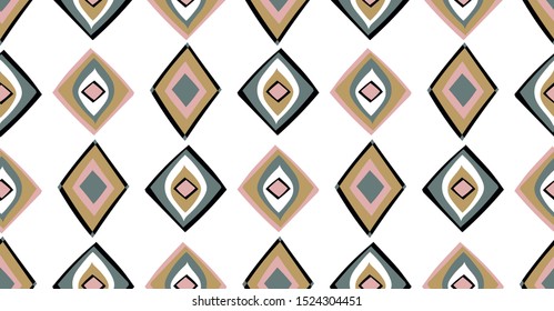 pink,yellow,black geometric seamless pattern in African style with square,tribal shape