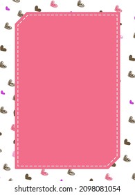 Pinkzzzzzzzzzzzz frame surrounded by dotted lines with hand-drawn heart pattern background,3:4 ratio size