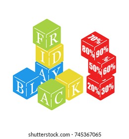 Pinnacle of children's blocks for promo materials on a black Friday