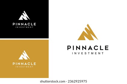 Pinnacle Mountain Investment Marketing Statistics Arrow business financial logo design
