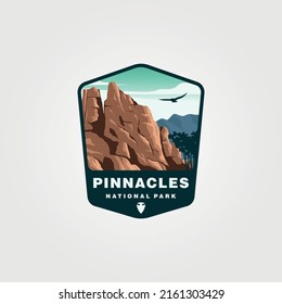 pinnacles national park vector patch logo symbol illustration design, us national park collection design