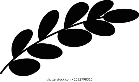 Pinnate leaf line art black and white